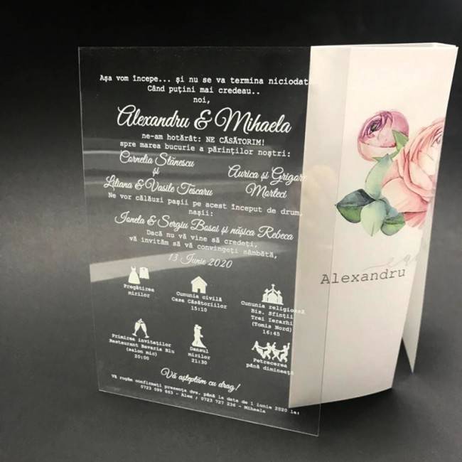 Invitatie nunta plexiglas